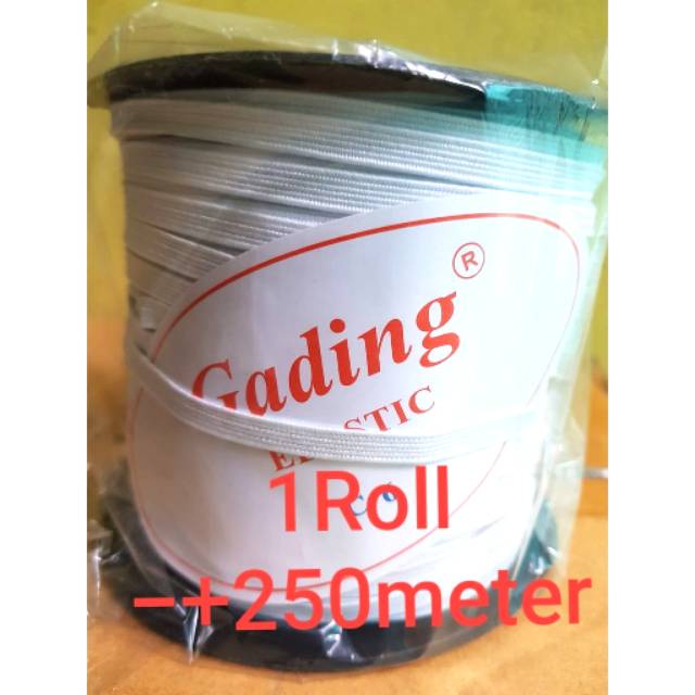 Tali Karet Pipih Elastis C6 putih-Karet Pipih Elastis Serba Guna 250meter