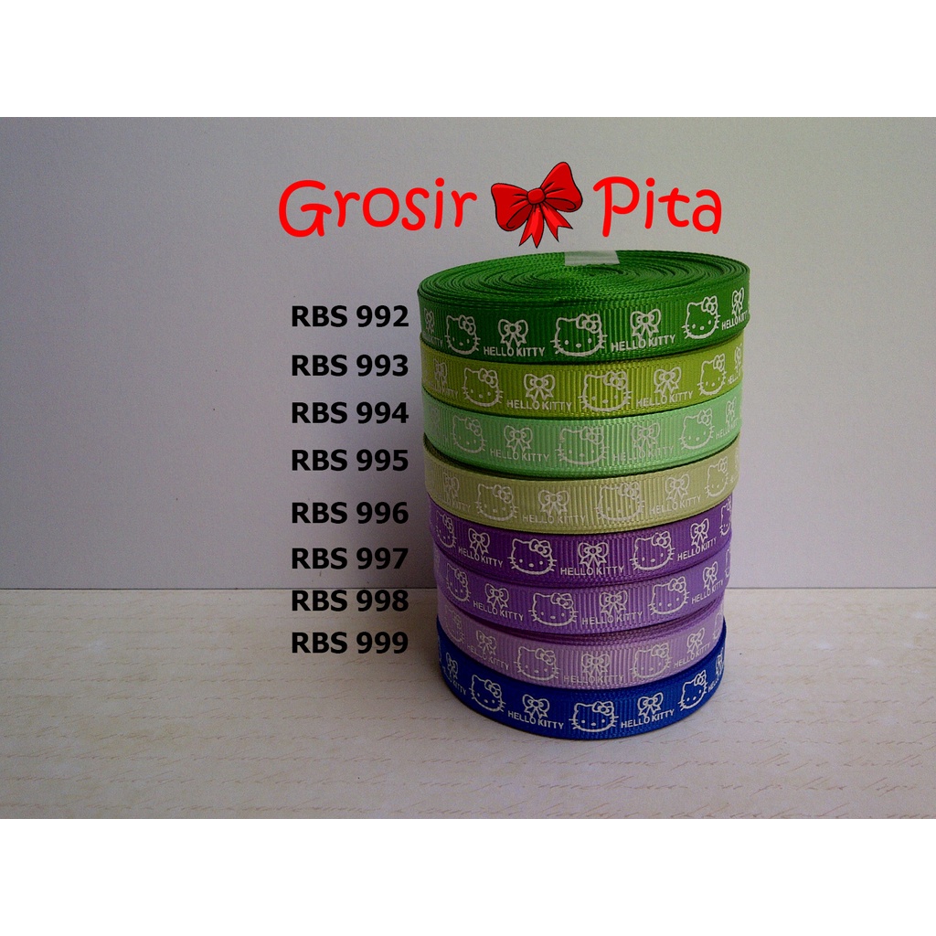 

(25 yard) Pita Grosgrain Motif Hello Kitty RBS 992,993,994,995,996,997,998,999 | Toko Bahan Craft | Grosir Pita