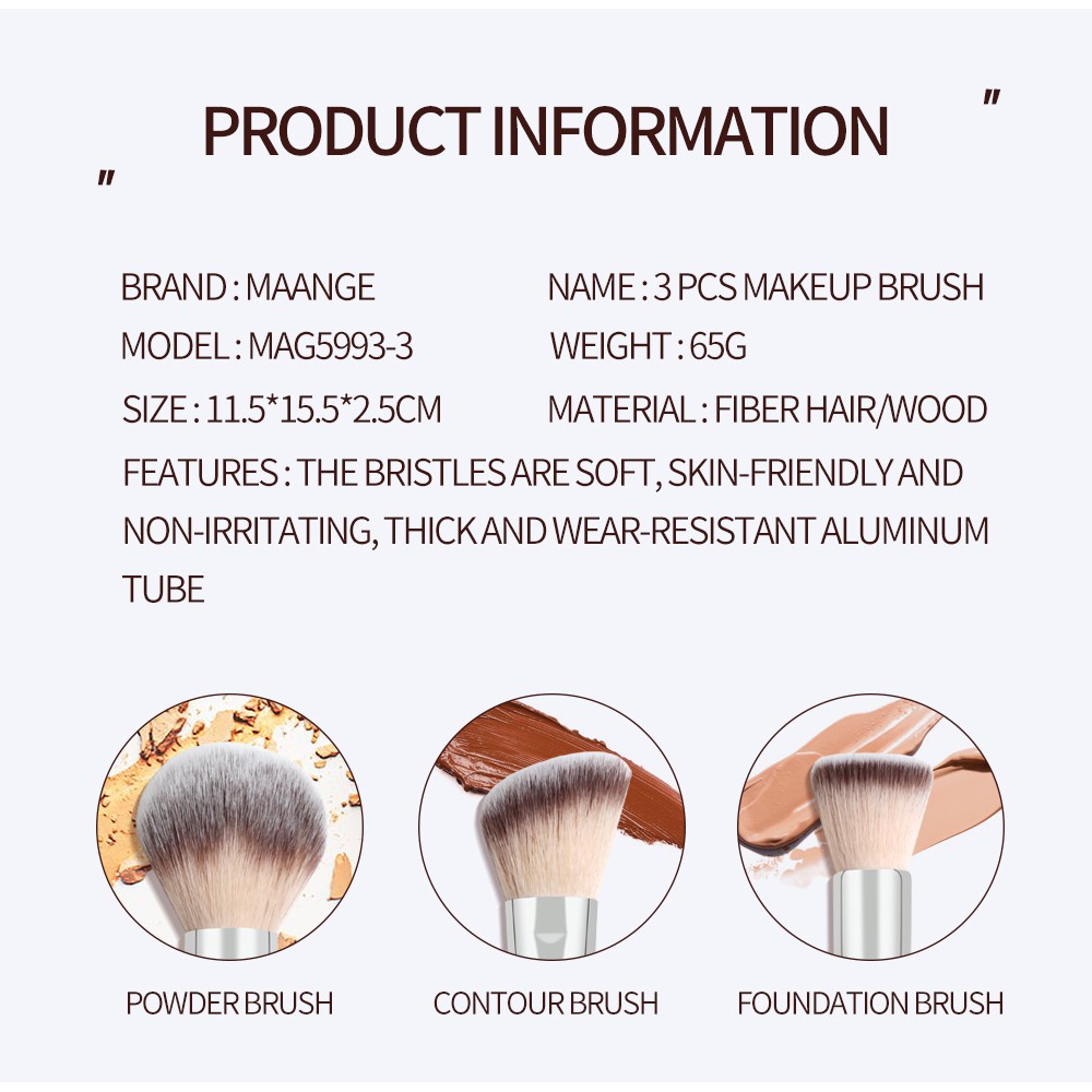 Image of MAANGE Mini Makeup Brush For Powder Contour Foundation Makeup (3 Pcs) #6