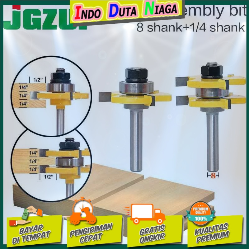 JGZUI Mata Bor Drill Bit Tongue &amp; Groove Joint Assembly 8mm 2 PCS - C3