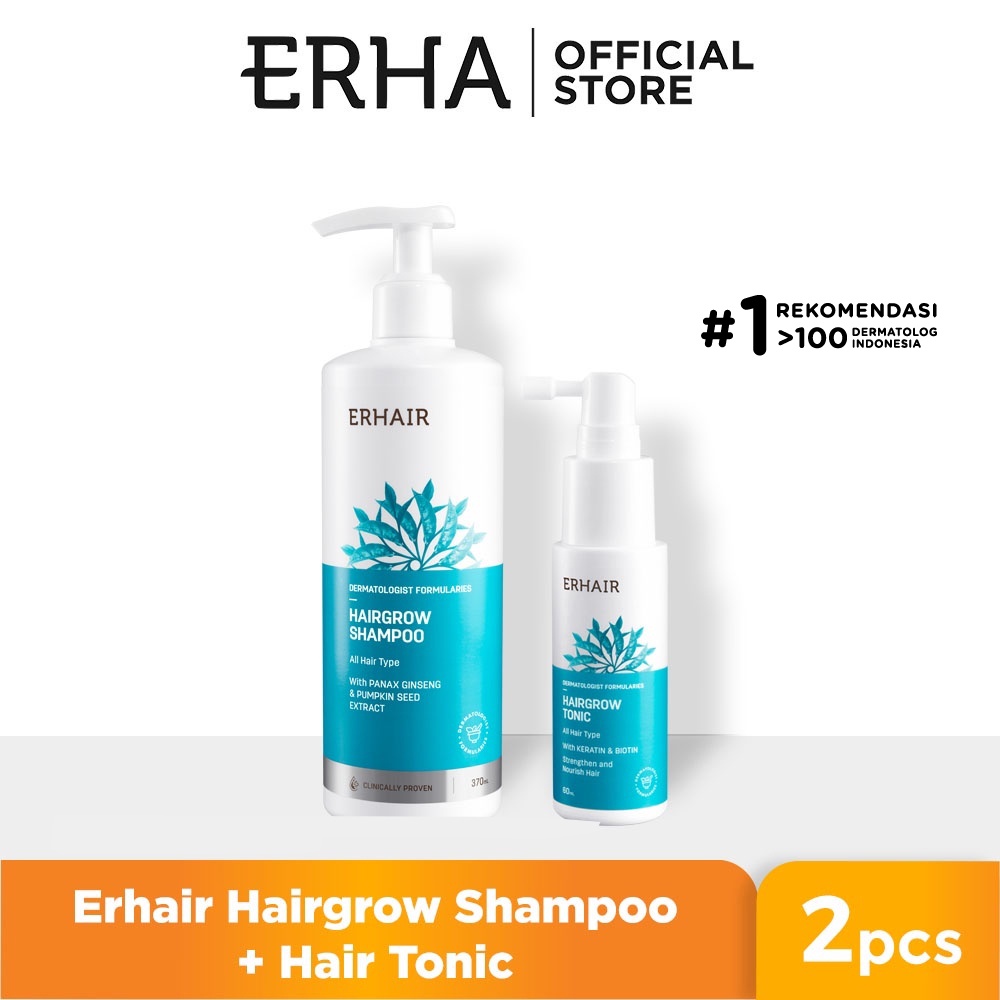 ERHAIR Bundle Hairgrow Shampoo 370ml + Hair Tonic 60ml - Paket Rambut Anti Rontok