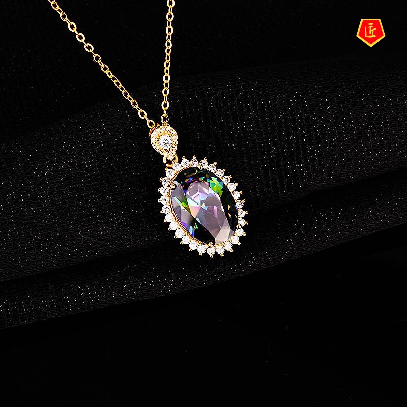 [Ready Stock]Elegant Laser Diamond Necklace 18K Gold Full Diamond Fashion Temperament