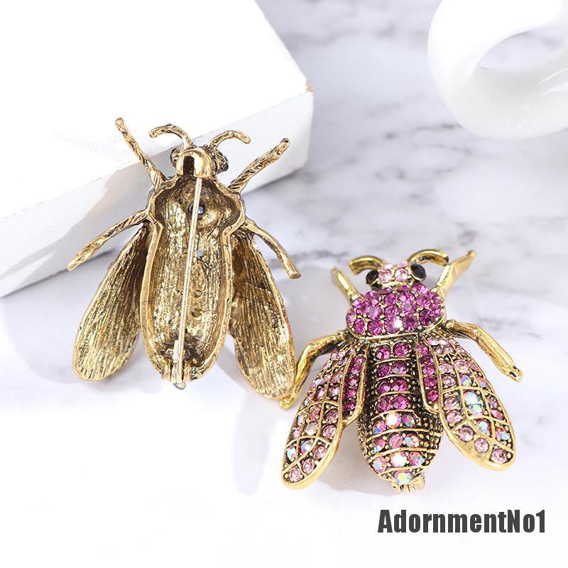 (Adornmentno1) 1pc Bros Pin Bentuk Lebah Bumble Bee 3d Aksen Berlian Imitasi Untuk Wanita