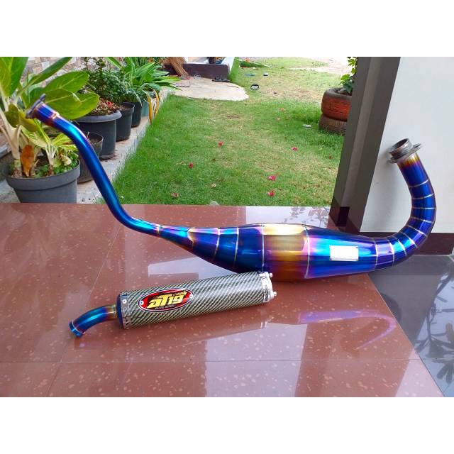 KNALPOT AT19 RACING NINJA 2 TAK BLUEMOON COBRA SILINCER CARBON HIJAU