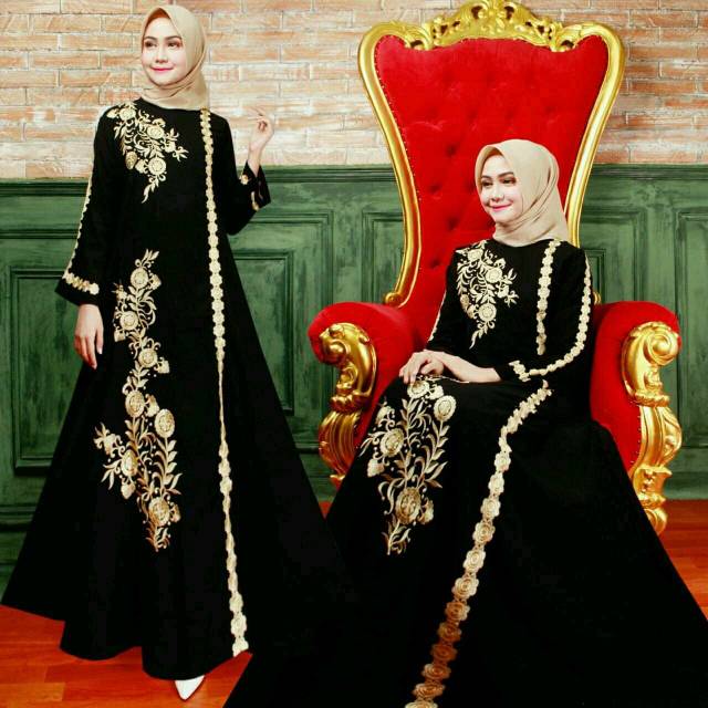 Abaya Turkey Bordir Saudi Jetblack kode 756