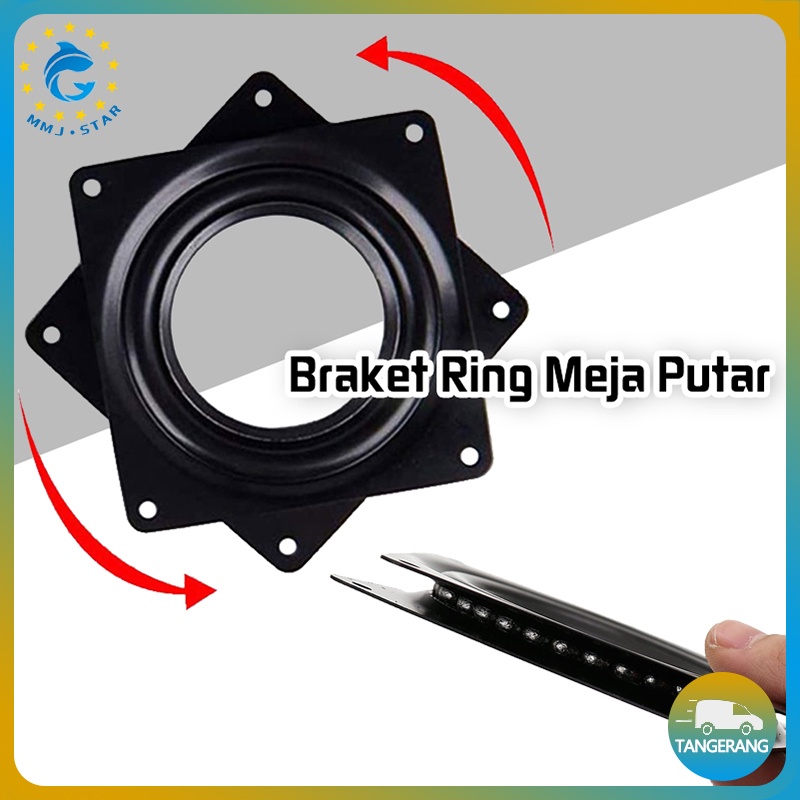 【4 inch】Meja Putar Besi Persegi/Braket Ring Meja Putar Besi Persegi/Kursi Etalase Display Kue Lazy Susan Kolaher/Lazy Susan Bearing Rotating