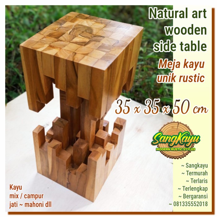 Meja kayu unik rustic meja samping wooden side table meja sudut kayu