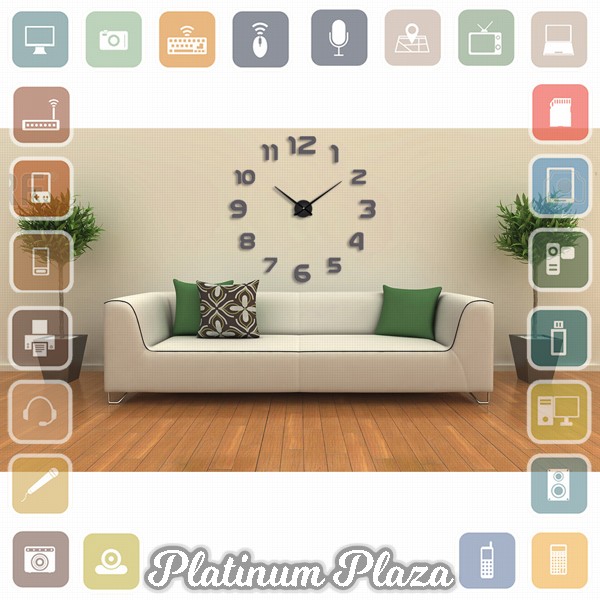 Taffware Jam Dinding Besar DIY Giant Wall Clock Quartz Creative Design 80-130cm - DIY`E4RVSZ-- Black