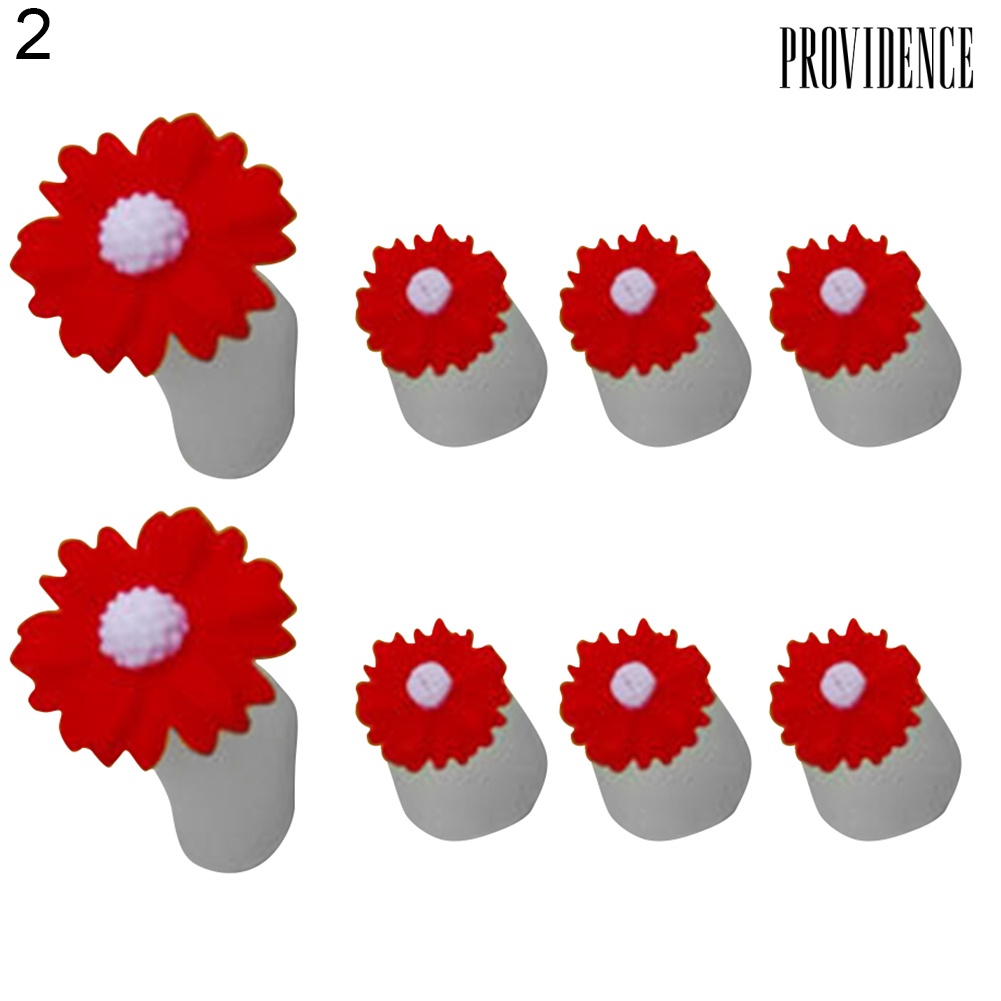 Providence 8pcs Pemisah Jari Kaki Bentuk Bunga / Hati / Bulat Bahan Silikon Untuk Nail Art