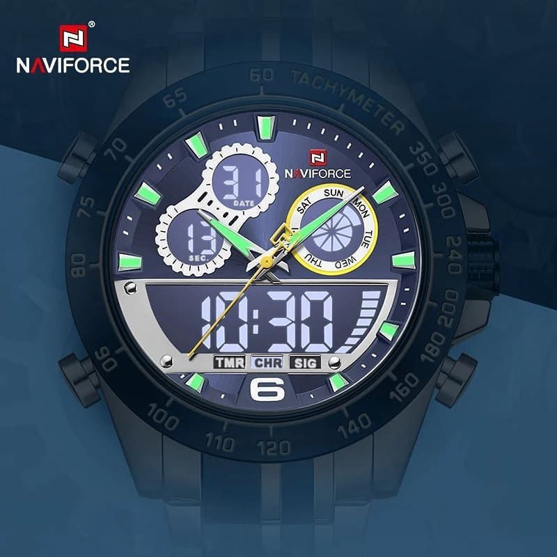 Jam tangan pria naviforce 9188 sport original stainless steel garansi resmi 1 tahun