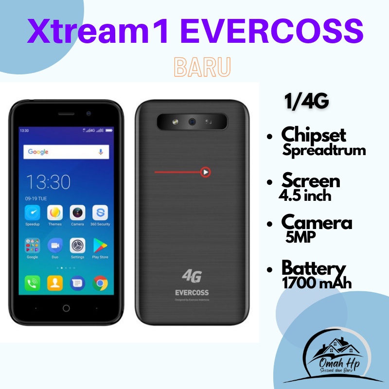 Evercoss Xtream1 1GB 4G Hitam Garansi Resmi