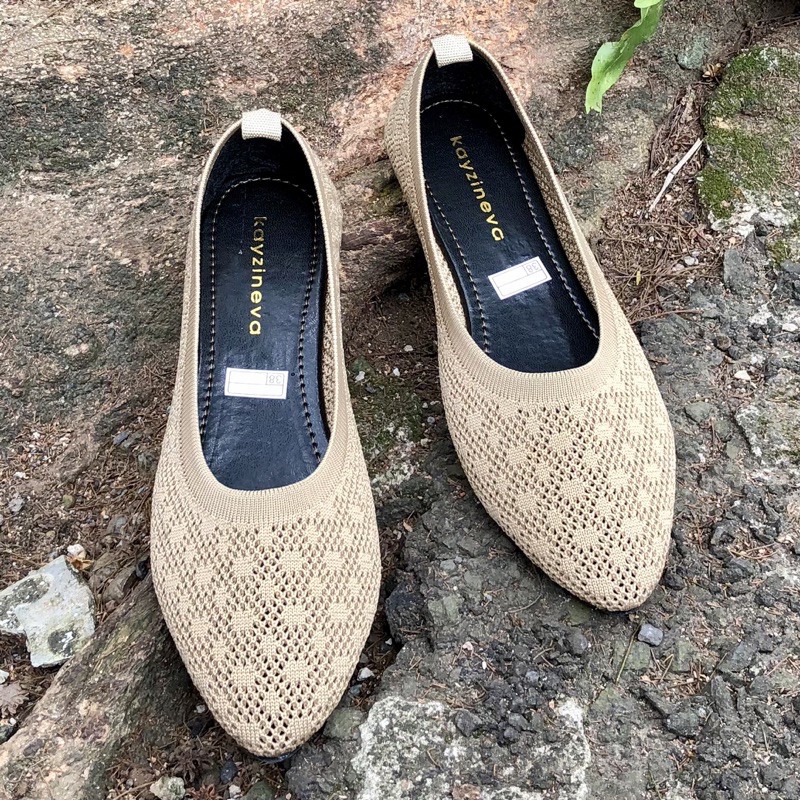 KAYZINEVA CC20 Sepatu Flat Rajut Wanita / Flatshoes Kekinian / Sepatu Wanita Kekinian