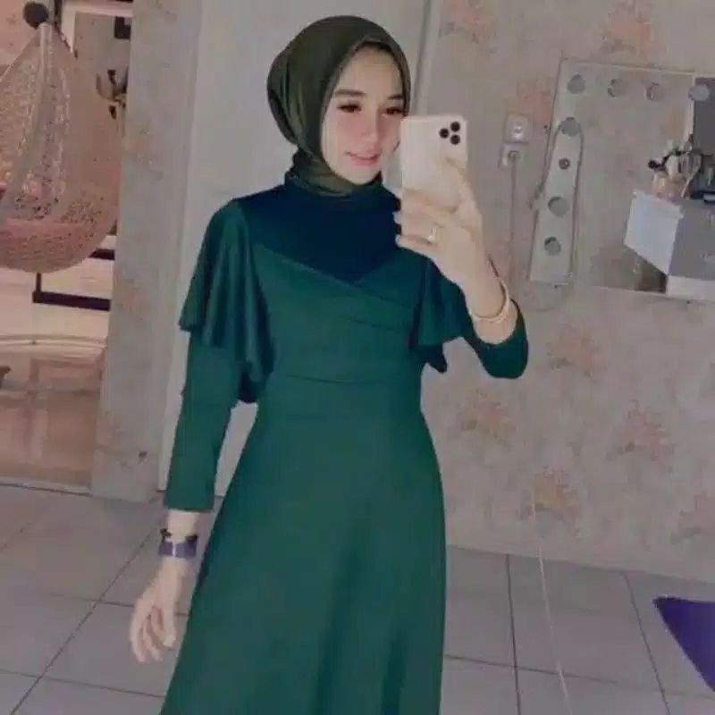 GAMIS Dress 70734 TITANIUM SCUBA Fashion Muslim CLARA RANA MAXI prewed gamis Prewedding dress muslim-1