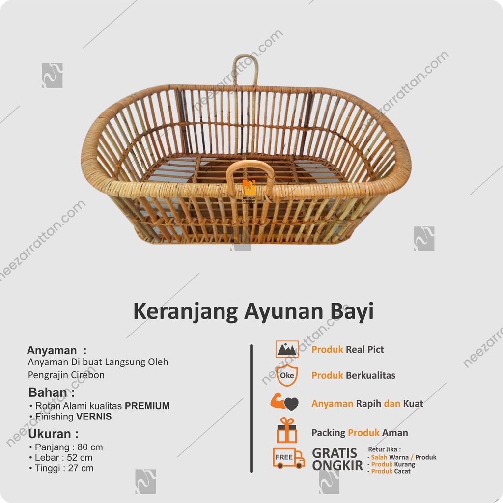 (Keranjang Saja) Ayunan Bayi Rotan, Ayunan Anak Baby, Ayunan minimalis Tidur Bayi,