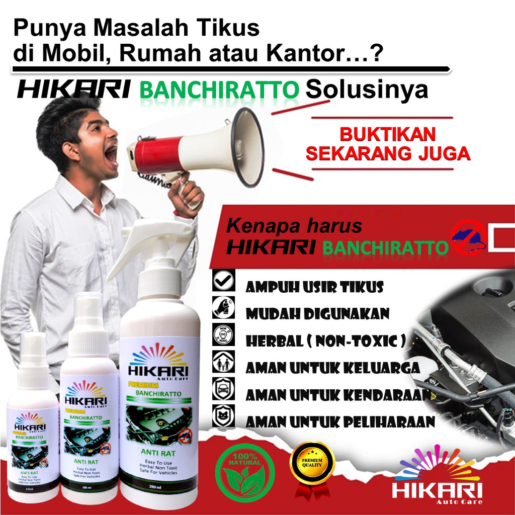 PROMO HIKARI BANCHIRATTO 250ml - Pengusir Tikus Kap Mobil Rumah Kantor/ Anti rat / bukan racun tikus