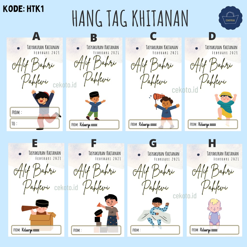 

Isi 24/32 Custom Hang Tag Souvenir Khitanan, Syukuran, Acara Anak / Kartu Hampers/ Terima Kasih HTK1