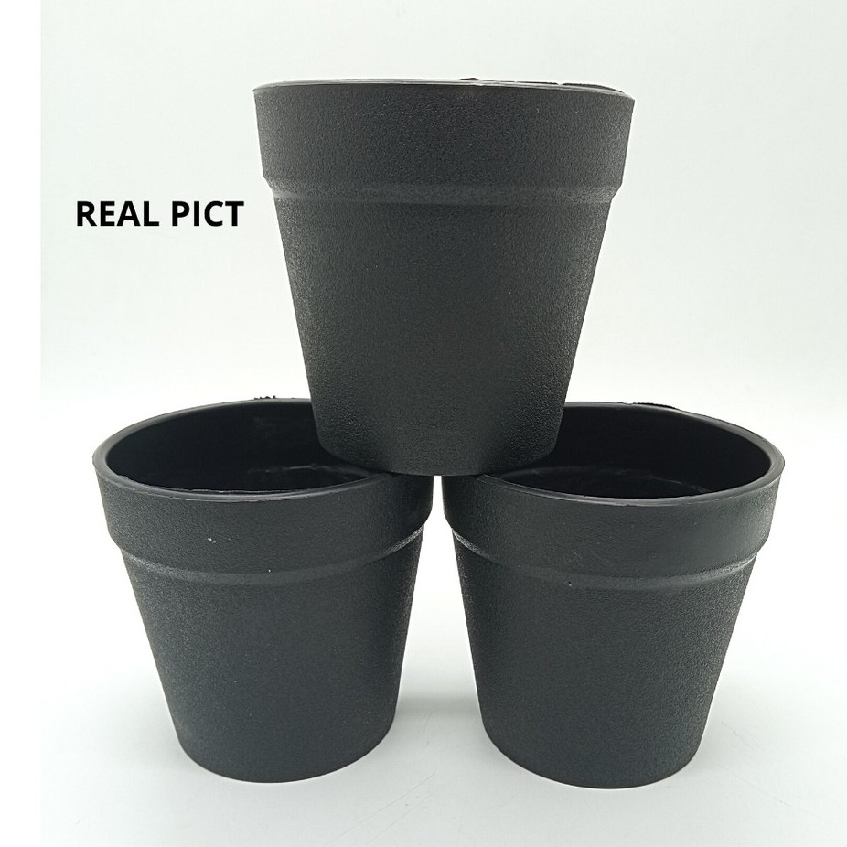 Pot Bunga Tinggi 12 cm HITAM/Pot Bunga Plastik