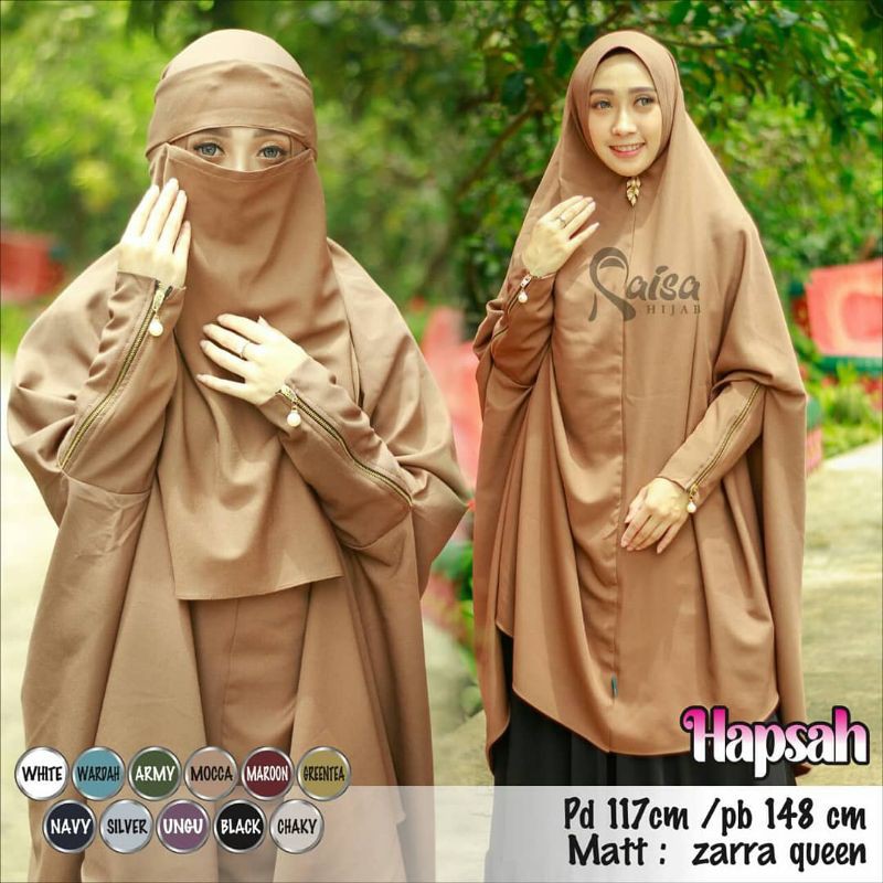 HAPSAH JILBAB SYAR'I BERLENGAN SET NIQOB ORIGINAL RAISA HIJAB/HIJAB UMROH HAJI