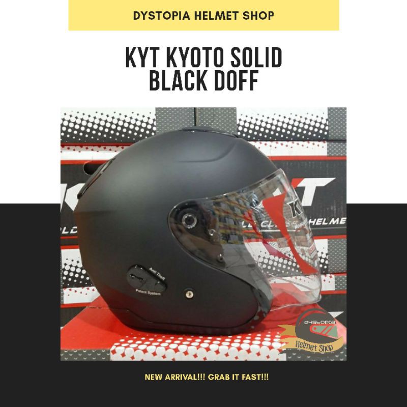 KYT Kyoto R Solid Black Doff Helm Half Face KYT Kyoto R Hitam Doff