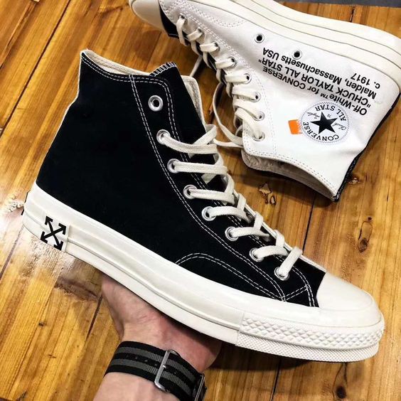 SEPATU CONVERSE 70S HIGH BLACK x OFF WHITE PREMIUM ORIGINAL