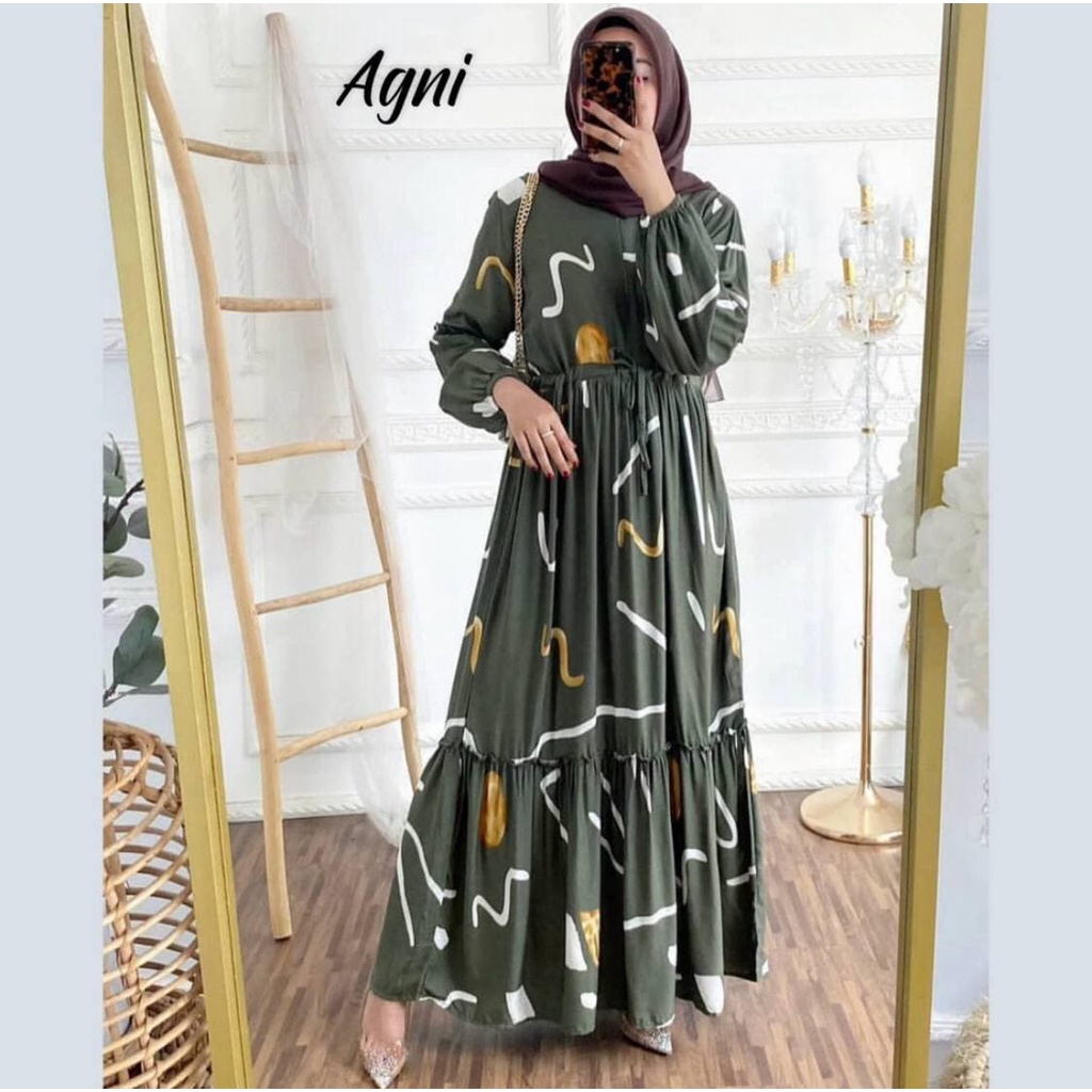 Gamis Rayon Viscose Premium Lengan Panjang Dress Wanita Casual Fashion Muslim Kekinian