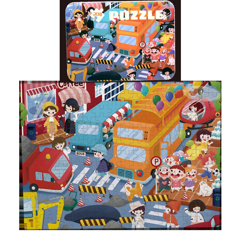 TweedyToys - Jigsaw Puzzle Kayu 208 pcs / Puzzle Kaleng 208 Keping Lucu