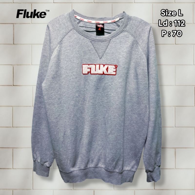 Crewneck Fluke Center Logo Bordir Abu Original Second Preloved