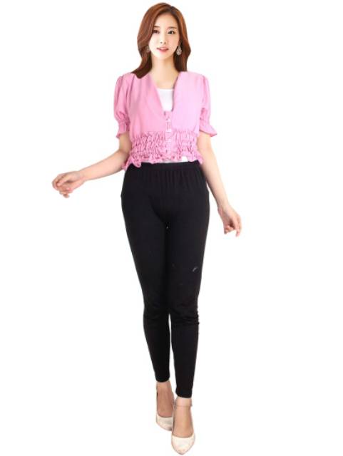 V neck button simple blouse (blouse v neck kancing depan)