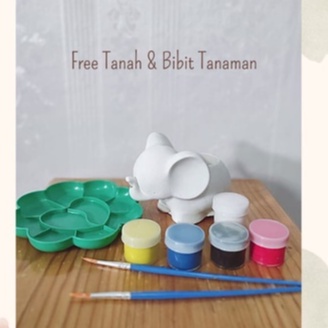 

set pot lukis (FREE TANAH DAN BIBIT Gandum) cat kuas palet pallet VeloxVictoria