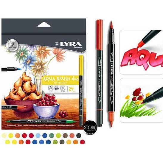 

(BISA COD) Lyra Aqua Brush Duo Dual Pen 24 Colors / Spidol Brush Set TERMURAH Kode 1096