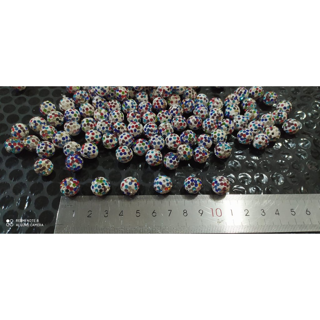 Mutiara warna warni 10 MM isi 12 biji - mote 10 mm - payet 10 mm- Mutiara 10 m - manik manik pelangi