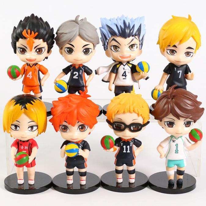 Figure Anime Haikyuu Volley Set 8 Pcs Hinata Oikawa Kotaru Bokuto