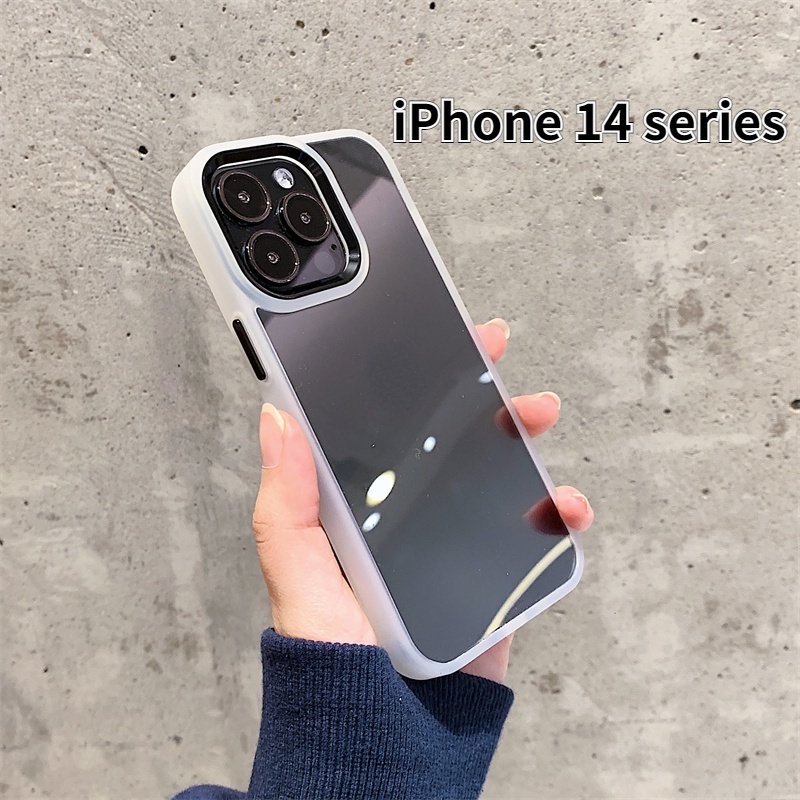 Hard case Bahan Metal Akrilik Transparan Untuk iphone 14 pro max 13 12 11 pro max X / Xs max XR 7 / 8 plus