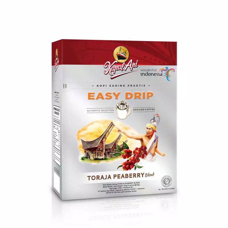 

Kapal Api Toraja Peaberry Blend Easy Drip Coffee Box (Isi 5 sachet x 10 Gram)