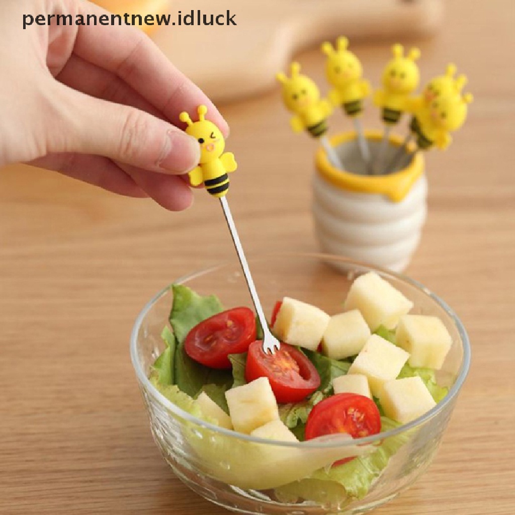 6 Pcs / set Garpu Buah Madu Bahan Stainless Steel Untuk Anak