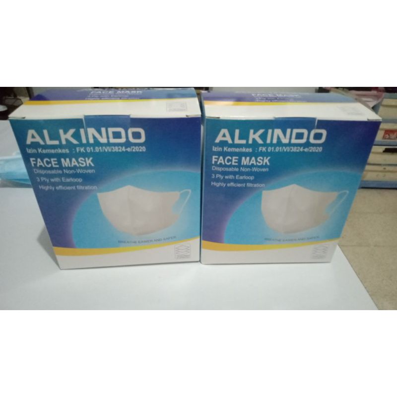 Ready stok dapat 10 pc MASKER duckbill alkindo garis dewasa. masker duckbill alkindo face mask 3 ply