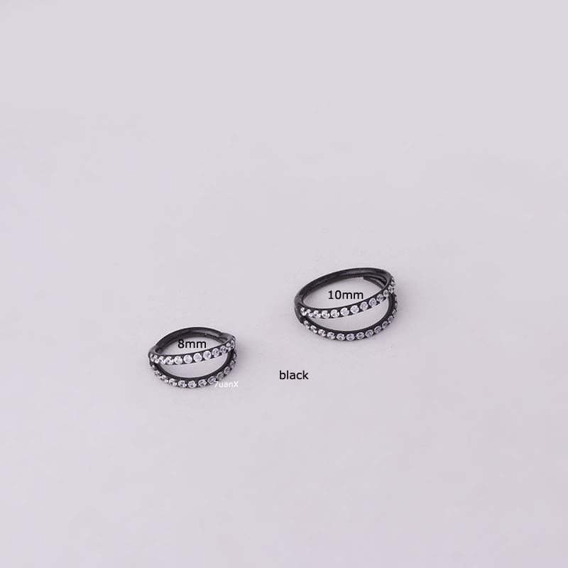 1pc Anting Tindik Hidung Hypoallergenic 2 Lapis Bahan Stainless Steel 16Gauge