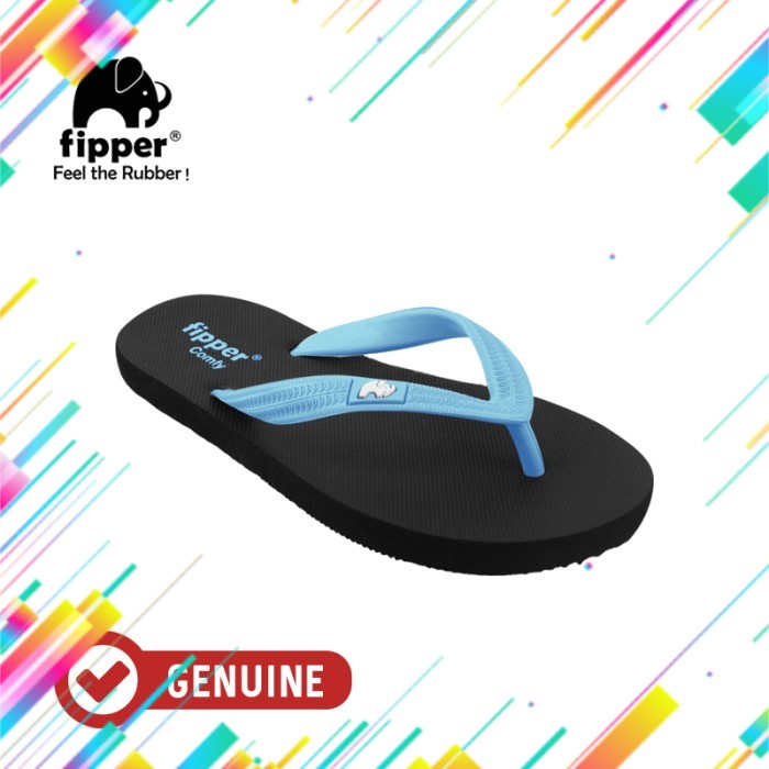 Fipper Comfy / Sendal Jepit Unisex / Black  Blue Sky