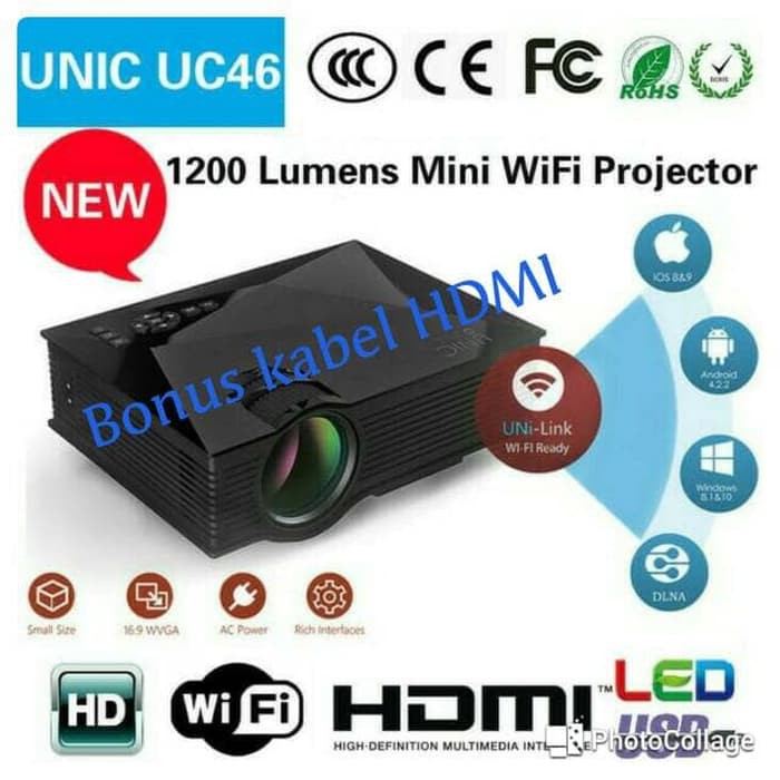 projektor mini unic uc 46   wi fi hd 1200 lumens