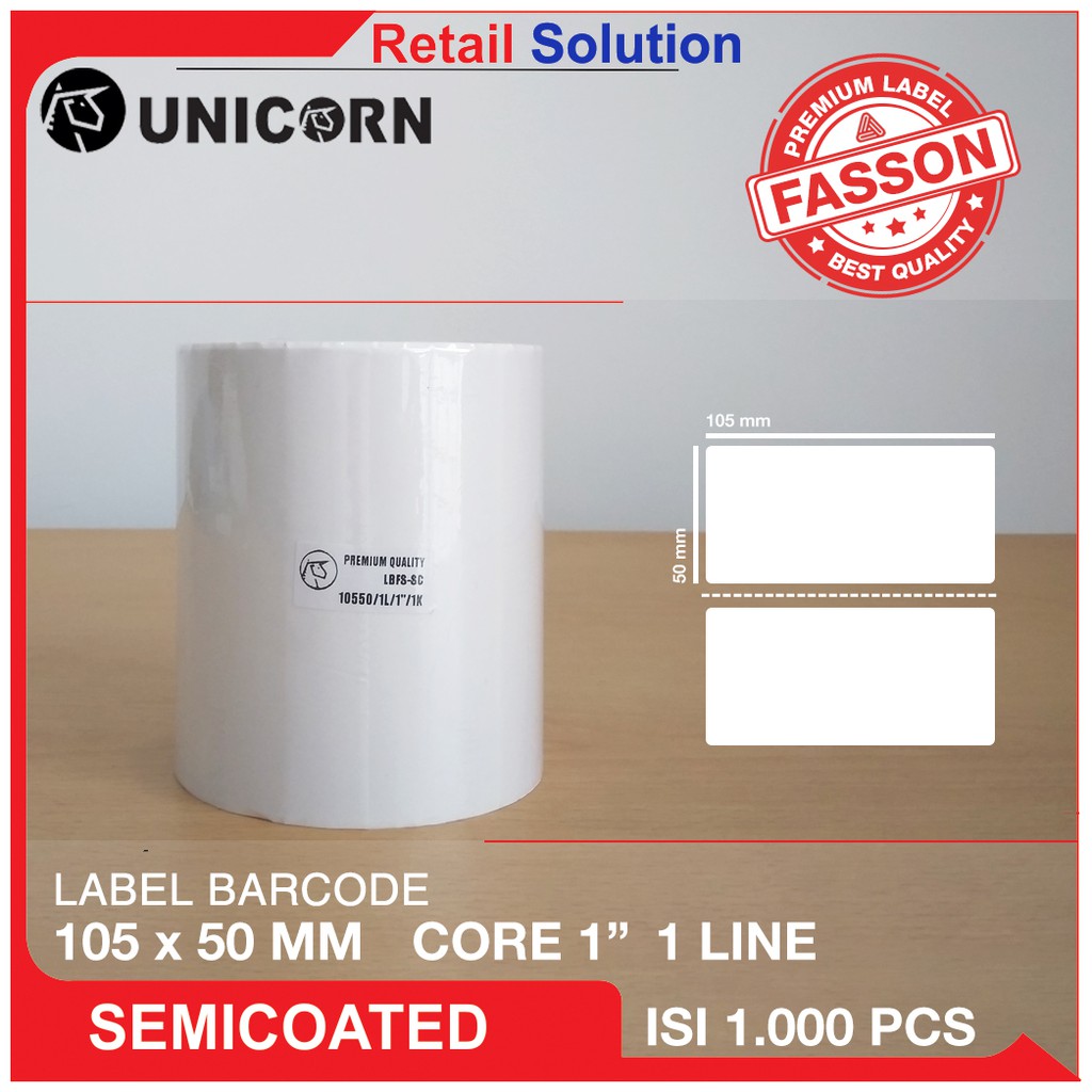 

Stiker Label Barcode Semicoat 105x50 mm / 105 x 50 mm / 105x50mm