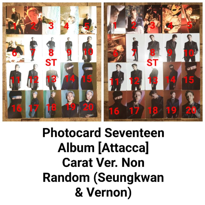 Sharing Photocard Album Seventeen (Attacca) Carat Ver Non Random PC (PC Booklet) Member Seungkwan & 