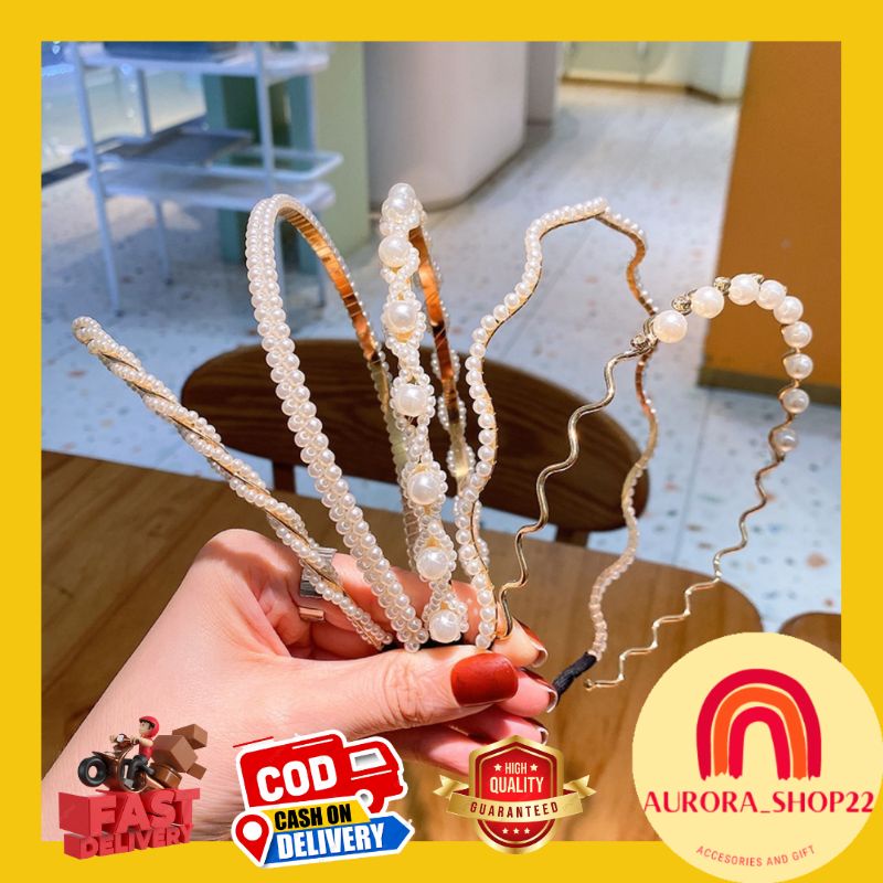 [COD] BANDO MUTIARA HEADBAND IMPORT PREMIUM ALA KOREA BANDO MUTIARA BANDANA LOGAM KUAT CANTIK ELEGAN