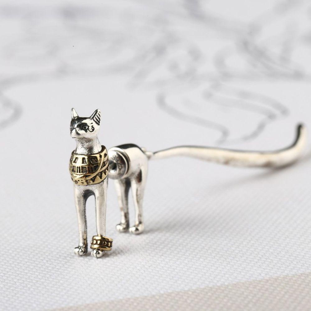 Needway Pharaoh Kucing Anting Kucing Besar Vintage Hadiah Perhiasan Telinga Punk Hiperbole Ekor Gaya Korea