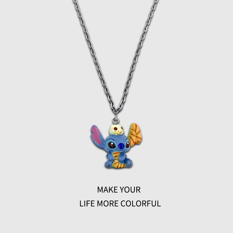 Stitch Kartun childlike Kalung Laki-Laki Lucu all-match Liontin Perempuan Kepribadian Sederhana Hadiah Pasangan