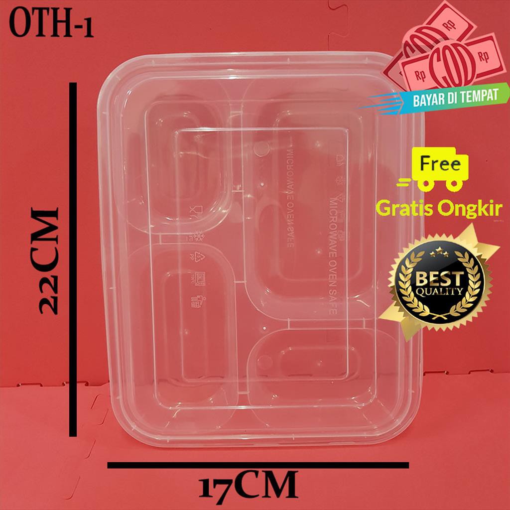 Thinwall Bento Box Sekat 4/  Kotak Makan Plastik/ OTHS 1 SATUAN