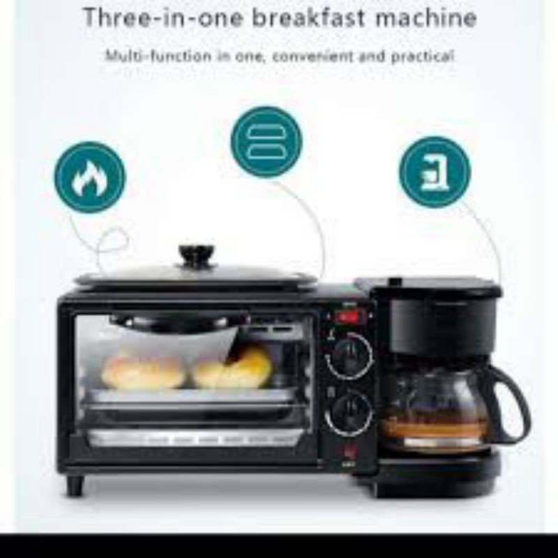 Breakfast Machine 3in1 Oven Pemanggang Roti Mesin Kopi Grill Pan Ove