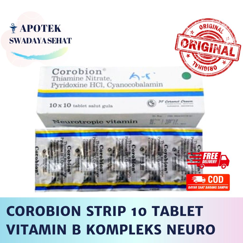 COROBION Strip 10 Tablet - Vitamin B Kompleks Neurotropik Saraf Neuritis