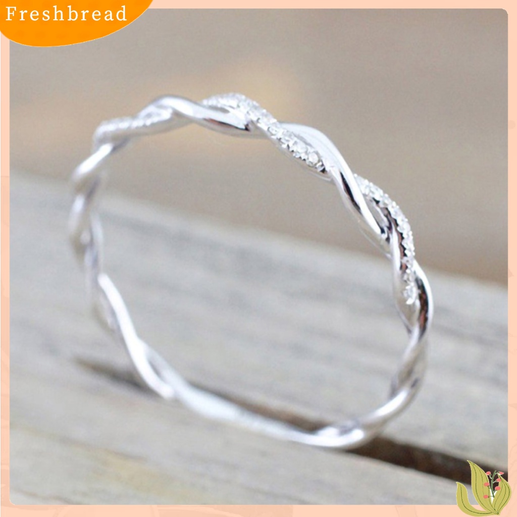 [TERLARIS]Women Ring Twisted Shape Rhinestone Inlaid Alloy Electroplate Finger Ring Jewelry for Engagement