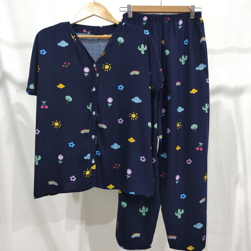 PIYAMA KANCING HITS PIYAMA KANCING BUSUI | PIYAMA RAYON | HOMEWEAR-NK 14O