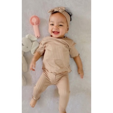 Plazababyku BBB KYOMI setelan anak perempuan jumper bayi motif bunga lucu free headband